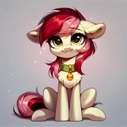 Size: 4096x4096 | Tagged: safe, ai content, derpibooru import, machine learning generated, prompter:doom9454, stable diffusion, roseluck, pony, collar, cute, fangs, fluffy, generator:purplesmart.ai, image, jpeg, pet tag, pony pet, rosepet, sitting