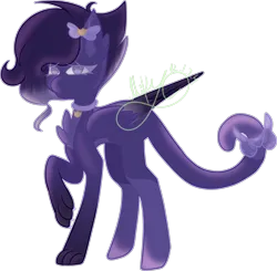 Size: 3064x3000 | Tagged: safe, artist:thecommandermiky, derpibooru import, oc, oc:miky command, unofficial characters only, pegasus, pony, bow, cat tail, chest fluff, collar, female, full body, hair bow, high res, image, mare, paws, pegasus oc, png, purple hair, purple mane, raised paw, simple background, solo, tail, tail bow, transparent background, wings