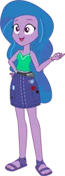 Size: 1489x4015 | Tagged: safe, artist:lhenao, derpibooru import, izzy moonbow, human, equestria girls, g5, bracelet, clothes, denim, denim skirt, image, jewelry, png, sandals, skirt