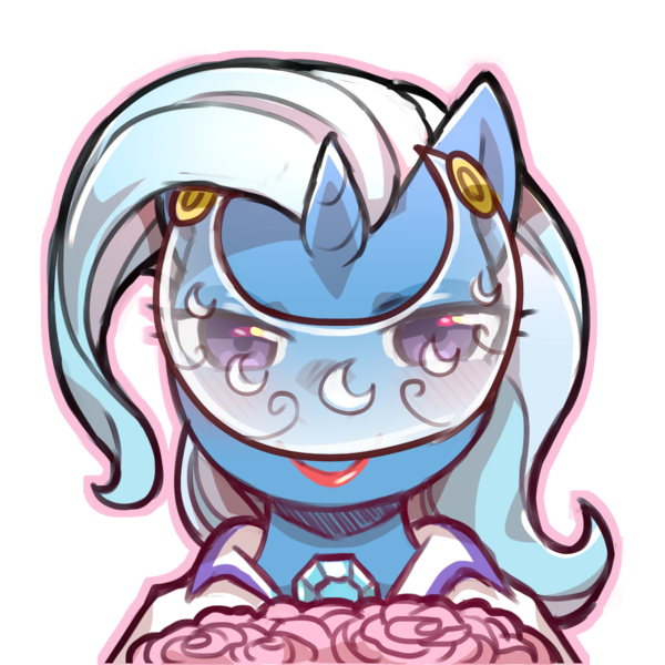 Size: 1159x1159 | Tagged: safe, artist:cold-blooded-twilight, derpibooru import, trixie, blushing, clothes, dress, flower, image, lipstick, marriage, png, simple background, transparent background, wedding, wedding dress, wedding veil