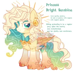 Size: 2500x2500 | Tagged: safe, artist:shineyaris, derpibooru import, oc, unofficial characters only, alicorn, pony, ear piercing, earring, ethereal mane, ethereal tail, eyelashes, glitter, gold, hoof polish, image, jewelry, makeup, piercing, png, princess, regalia, simple background, solo, sun, tail, unshorn fetlocks, wavy mane, white background