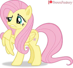 Size: 3409x3171 | Tagged: safe, artist:frownfactory, derpibooru import, fluttershy, pegasus, pony, female, frown, g4, high res, image, mare, one wing out, png, raised hoof, signature, simple background, solo, teeth, transparent background, unsure, vector, wings