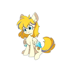 Size: 2160x2160 | Tagged: safe, derpibooru import, oc, oc:moosun, unofficial characters only, pegasus, derpibooru community collaboration, 2024 community collab, cute, female, folded wings, image, png, simple background, sitting, solo, starry eyes, transparent background, wingding eyes, wings