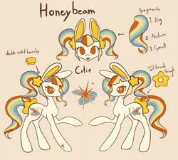 Size: 1240x1118 | Tagged: safe, artist:sainthorse, derpibooru import, oc, oc:honeybeam, unofficial characters only, earth pony, pony, brown background, image, png, reference sheet, simple background, solo, text