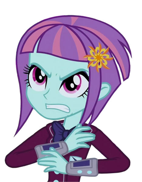 Size: 1122x1440 | Tagged: safe, derpibooru import, sunny flare, human, equestria girls, angry, eyeshadow, hasbro, image, looking up, makeup, png, shadowbolts, simple background, solo, transparent background