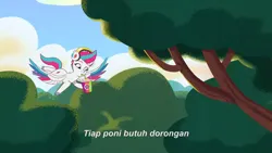 Size: 3072x1727 | Tagged: safe, derpibooru import, screencap, zipp storm, pegasus, pony, g5, my little pony: tell your tale, spoiler:g5, spoiler:my little pony: tell your tale, spoiler:tyts02e01, banana, drink, drinking, female, flying, food, headphones, icy prints, image, jpeg, mare, smoothie, solo, spread wings, wings