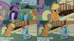 Size: 2000x1123 | Tagged: safe, derpibooru import, edit, edited screencap, editor:quoterific, screencap, applejack, fluttershy, rainbow dash, rarity, spike, twilight sparkle, yakity-sax, image, jpeg