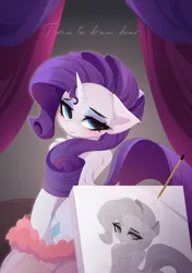 Size: 3776x5357 | Tagged: safe, alternate version, artist:xsatanielx, derpibooru import, rarity, pony, unicorn, bedroom eyes, blushing, butt, female, g4, image, looking at you, looking back, looking back at you, mare, plot, png, rearity, solo, solo female, solo focus