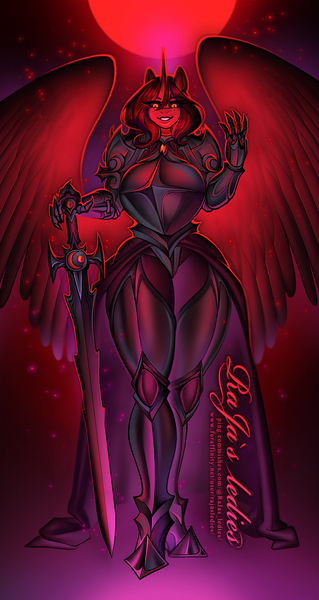 Size: 958x1800 | Tagged: safe, artist:rajas_ledies, derpibooru import, oc, unofficial characters only, anthro, armor, breasts, clothes, female, gloves, image, jpeg, looking at you, plate armor, sword, wasp waist, weapon, wide hips