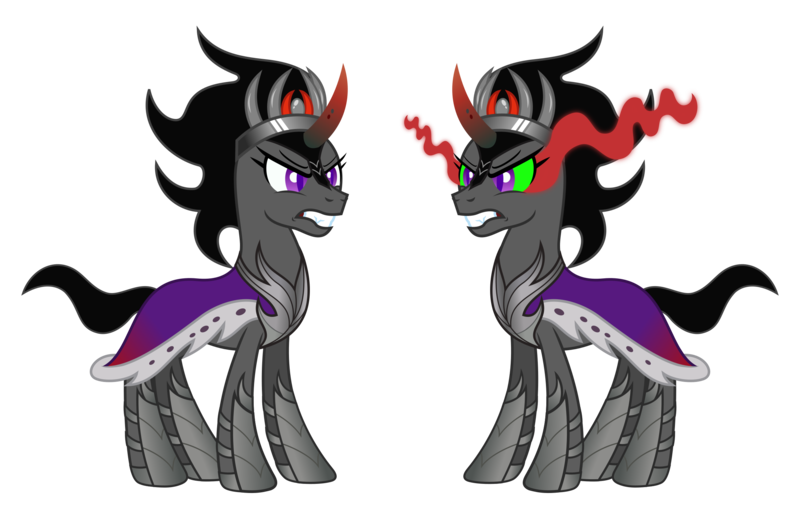 Size: 2450x1607 | Tagged: safe, anonymous artist, derpibooru import, ira, pony, umbrum, unicorn, angry, armor, armored pony, clothes, crown, dark eyes, evil, eyebrows, eyelashes, eyes open, fangs, female, furious, g4, gritted teeth, hoof shoes, horn, image, jewelry, magic, magic aura, mantle, mare, open mouth, png, queen, regalia, royalty, simple background, solo, standing, teeth, transparent background