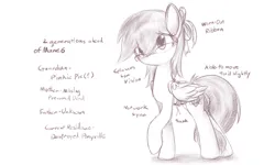 Size: 1000x600 | Tagged: safe, artist:dshou, derpibooru import, oc, unnamed oc, unofficial characters only, pegasus, pony, crossed hooves, female, frown, glasses, hair ribbon, image, jpeg, mare, monochrome, network sync, ribbon, sash, solo