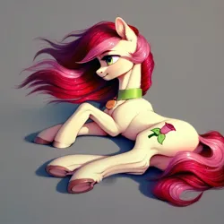 Size: 4096x4096 | Tagged: safe, ai content, derpibooru import, machine learning generated, prompter:doom9454, stable diffusion, roseluck, pony, collar, cute, generator:purplesmart.ai, image, jpeg, lying down, pet tag, pony pet, rosepet, side