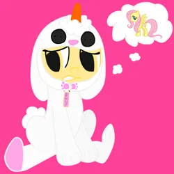 Size: 1280x1280 | Tagged: safe, derpibooru import, fluttershy, oc, oc:snowflake, pony, animal costume, bunny costume, bunny suit, clothes, costume, female, filly, foal, image, png