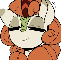 Size: 874x865 | Tagged: safe, artist:icey, derpibooru import, autumn blaze, kirin, eyes closed, image, png, smiling, solo
