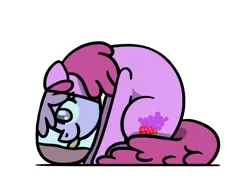 Size: 1800x1350 | Tagged: safe, artist:flutterluv, derpibooru import, berry punch, berryshine, ponified, earth pony, pony, behaving like a cat, g4, glass, image, jpeg, ponified animal photo, side view, simple background, smiling, solo, that pony sure does love alcohol, tongue out, white background