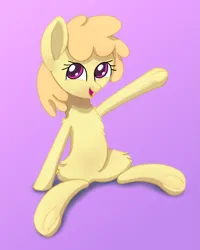 Size: 1113x1393 | Tagged: safe, artist:frilanka, derpibooru import, toffee swirl, pegasus, pony, gradient background, happy, image, png, raised hoof, simple background, solo, underhoof