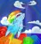 Size: 1090x1179 | Tagged: safe, artist:bluemoon, derpibooru import, rainbow dash, pegasus, pony, crying, drool, flying, image, png, rainbow, sky, solo, sonic rainboom, tears of joy