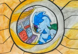 Size: 4624x3209 | Tagged: safe, artist:acid flask, derpibooru import, oc, oc:film wheel, unofficial characters only, pony, crying, falling, fire, image, jpeg, male, solo, space, stallion, traditional art, warning, watercolor painting
