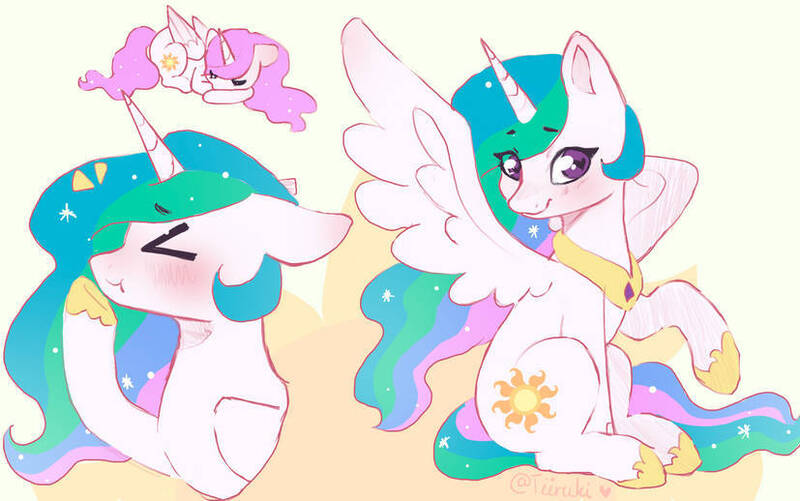 Size: 827x518 | Tagged: safe, artist:tiiruki, derpibooru import, princess celestia, alicorn, pony, blushing, cute, cutelestia, doodle, emanata, female, heart, heart eyes, image, jpeg, lying down, mare, one wing out, pink-mane celestia, prone, sitting, solo, wingding eyes, wings