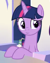 Size: 635x799 | Tagged: safe, derpibooru import, edit, edited screencap, editor:twilyisbestpone, screencap, twilight sparkle, twilight sparkle (alicorn), alicorn, pony, season 9, sparkle's seven, spoiler:s09, cropped, cute, female, g4, image, inverted mouth, mare, png, sitting, smiling, solo, twiabetes