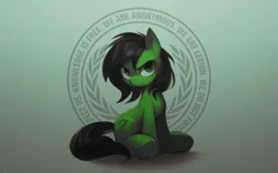 Size: 3840x2400 | Tagged: safe, artist:darkdoomer, ponerpics import, oc, oc:anonfilly, earth pony, pony, 4chan, 4k, anonymous, digital art, female, filly, grumpy, high res, image, looking at you, neon, png, question mark, simple background, sitting, solo, wallpaper