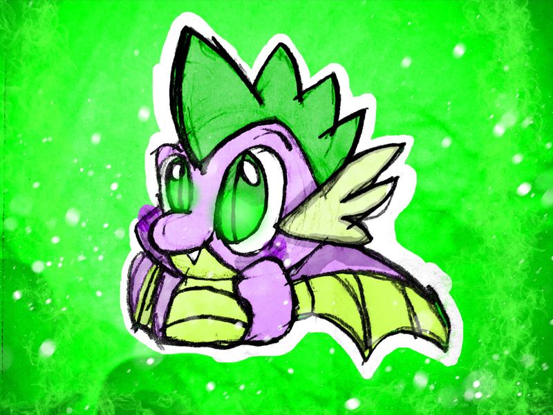 Size: 2304x1728 | Tagged: safe, artist:ferrets88, derpibooru import, spike, dragon, derpibooru exclusive, digitally colored, g4, glow, glowing eyes, green background, image, outline, png, simple background, traditional art, white outline, winged spike, wings