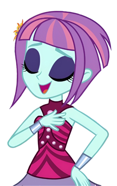 Size: 852x1350 | Tagged: safe, derpibooru import, sunny flare, human, equestria girls, eyes closed, eyeshadow, hasbro, image, makeup, png, shadowbolts, simple background, smiling, solo, transparent background