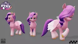 Size: 1920x1080 | Tagged: safe, derpibooru import, official, pipp petals, pegasus, pony, g5, 3d, 3d model, adorapipp, behind the scenes, concept art, cute, female, folded wings, front view, image, jewelry, jpeg, logo, looking at you, mare, model, my little pony: a maretime bay adventure, raised hoof, reference, reference sheet, side view, simple background, smiling, smiling at you, sultry pose, tiara, unshorn fetlocks, wings