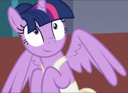 Size: 1291x941 | Tagged: safe, derpibooru import, edit, edited screencap, editor:twilyisbestpone, screencap, twilight sparkle, twilight sparkle (alicorn), alicorn, pony, a royal problem, season 7, ballerina, clothes, cropped, female, g4, image, inverted mouth, mare, png, pretty, smiling, solo, spread wings, tutu, twilarina, wings
