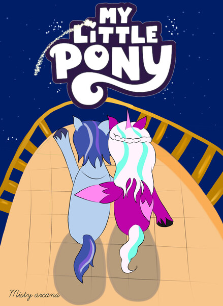 Size: 2994x4096 | Tagged: safe, artist:misty arcana(eva.zz), derpibooru import, alicorn, earth pony, g5, spoiler:g5, argyle starshine, image, jpeg, opaline arcana, opaline's dark castle