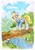 Size: 900x1270 | Tagged: safe, artist:maytee, derpibooru import, derpy hooves, frog, pegasus, pony, bag, female, g4, image, jpeg, looking at each other, mailmare, passepartout, saddle bag, solo, traditional art, underp