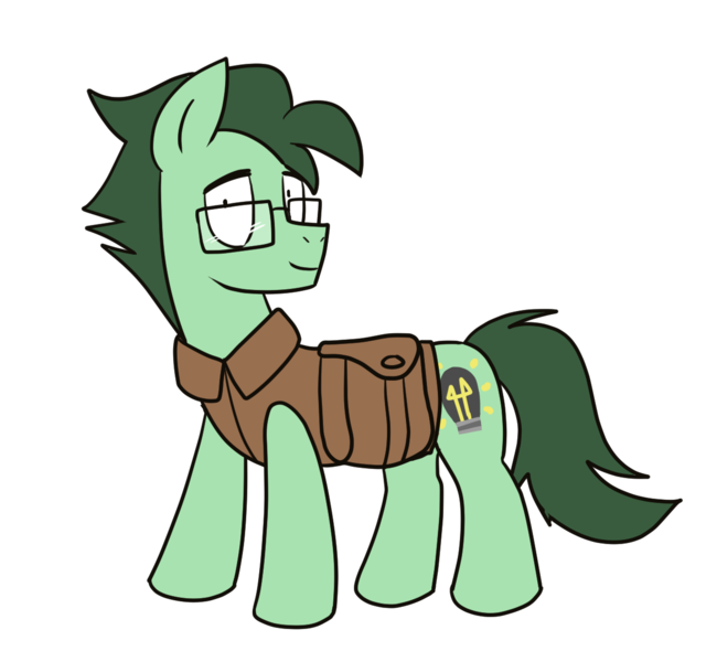 Size: 1258x1162 | Tagged: safe, artist:dimbulb, derpibooru import, oc, oc:dimbulb, unofficial characters only, pony, derpibooru community collaboration, 2024 community collab, clothes, glasses, image, png, simple background, solo, transparent background, vest