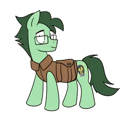 Size: 1258x1162 | Tagged: safe, artist:dimbulb, derpibooru import, oc, oc:dimbulb, unofficial characters only, pony, derpibooru community collaboration, 2024 community collab, clothes, glasses, image, png, simple background, solo, transparent background, vest