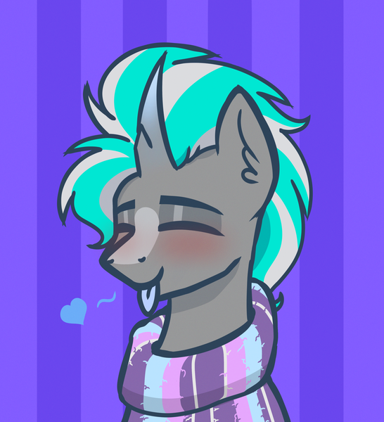 Size: 2541x2794 | Tagged: safe, artist:northglow, derpibooru import, oc, oc:flame belfrey, unicorn, blushing, clothes, image, png, smiling, sweater, tongue out