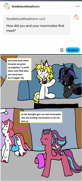 Size: 1170x2550 | Tagged: safe, artist:ask-luciavampire, derpibooru import, oc, earth pony, pegasus, pony, undead, unicorn, vampire, vampony, ask, image, png, tumblr