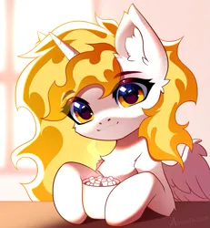 Size: 1165x1262 | Tagged: safe, artist:airiniblock, derpibooru import, daybreaker, alicorn, pony, chest fluff, chocolate, commission, cute, ear fluff, food, heart, heart eyes, hot chocolate, icon, image, marshmallow, morning, patreon, patreon reward, png, solo, wingding eyes, wings, ych result