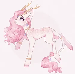 Size: 892x889 | Tagged: safe, artist:sararini, derpibooru import, oc, earth pony, pony, antlers, female, image, jewelry, mare, png, solo