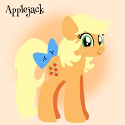 Size: 1400x1400 | Tagged: safe, artist:mlplary6, derpibooru import, applejack (g1), earth pony, pony, g1, bow, female, image, looking at you, mare, png, smiling, smiling at you