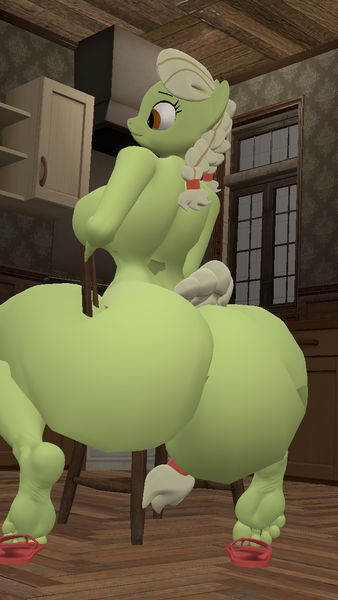 Size: 720x1280 | Tagged: questionable, artist:snuddy, granny smith, anthro, earth pony, plantigrade anthro, 3d, ass, big breasts, braid, braided tail, breasts, busty granny smith, busty young granny smith, butt, feet, female, flip-flops, huge breasts, huge butt, image, kitchen, large butt, milf, missing cutie mark, nudity, png, sandals, sexy, sideboob, solo, source filmmaker, stupid sexy granny smith, the ass was fat, wip, young granny smith, younger