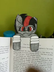 Size: 3472x4624 | Tagged: safe, artist:acid flask, derpibooru import, oc, oc:blood moon, unofficial characters only, bat pony, pony, book, bookmark, derpibooru exclusive, female, image, jpeg, looking at you, mare, photo, picture, smiling, solo, traditional art, watercolor painting