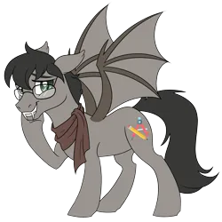 Size: 2000x2000 | Tagged: safe, artist:floots, derpibooru import, oc, oc:cornerstone, unofficial characters only, bat pony, bat pony oc, bat wings, clothes, glasses, image, male, png, scarf, simple background, transparent background, wings