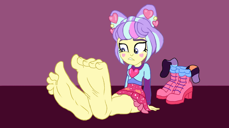 Size: 1332x748 | Tagged: safe, artist:qwqlqaq, derpibooru import, supernova zap, equestria girls, barefoot, clothes, feet, female, fetish, foot fetish, foot focus, image, png, shoes, shoes off, shoes removed, sitting, socks, soles, toenails, toes