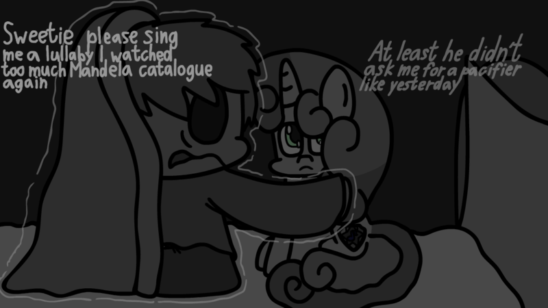 Size: 1280x720 | Tagged: safe, derpibooru import, sweetie belle, human, pony, cute, human and pony, image, png, scared