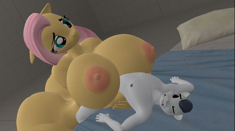 Size: 1280x713 | Tagged: explicit, artist:snuddy, banned from derpibooru, fluttershy, rumble, anthro, pegasus, 3d, bed, big breasts, boob smothering, boobjob, breasts, busty fluttershy, butt, complete nudity, gritted teeth, huge breasts, huge butt, image, jpeg, large butt, looking down, male, missing cutie mark, one eye closed, penis, pillow, rumbleshy, shotacon, smothering, source filmmaker, underage, wingless, wingless anthro, wip