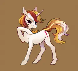 Size: 2755x2500 | Tagged: safe, artist:weird--fish, derpibooru import, oc, oc:vida, unofficial characters only, pony, unicorn, commission, horn, image, png, raised hoof, simple background, solo, unicorn oc