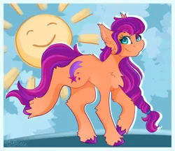 Size: 1744x1504 | Tagged: safe, artist:ezzerie, derpibooru import, sunny starscout, earth pony, pony, g5, spoiler:g5, image, png, smiling, solo, sun