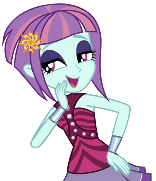 Size: 1100x1280 | Tagged: safe, derpibooru import, sunny flare, human, equestria girls, g4, hand on hip, image, looking at someone, png, simple background, smiling, solo, transparent background