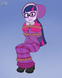 Size: 1600x2000 | Tagged: safe, artist:domedvortex, derpibooru import, sci-twi, twilight sparkle, human, equestria girls, bondage, bound and gagged, clothes, dress, gag, image, long dress, long skirt, png, skirt, solo, tied up, victorian, victorian dress