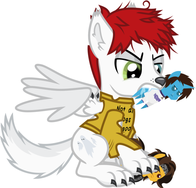 Size: 1223x1170 | Tagged: safe, artist:lightningbolt, derpibooru import, ponified, earth pony, pegasus, pony, unicorn, werewolf, derpibooru community collaboration, .svg available, 2024 community collab, angry, awsten knight, canine nose, canine tail, claws, clothes, derpibooru exclusive, drool, dyed mane, ear fluff, fangs, g4, geoff wigington, glow, glowing eyes, grass, heterochromia, image, long sleeves, male, messy mane, mouth hold, otto wood, partially open wings, paws, plushie, png, pointy ponies, scratching, shirt, show accurate, simple background, solo, torn clothes, transparent background, vector, waterparks, wing fluff, wings