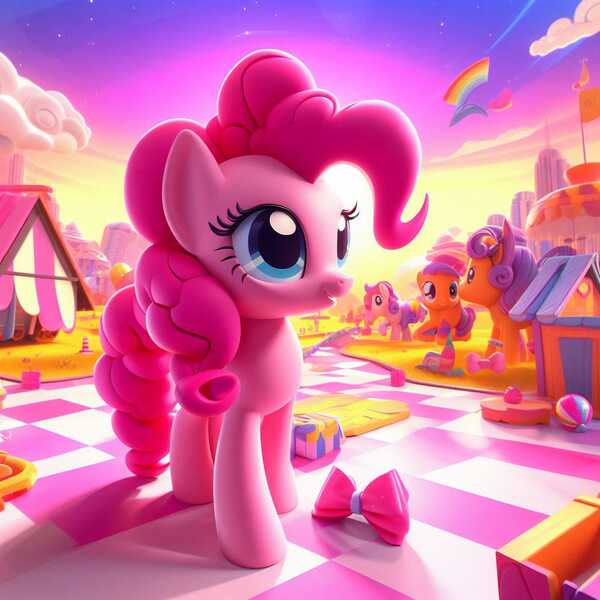 Size: 1024x1024 | Tagged: safe, ai content, derpibooru import, machine learning generated, pinkie pie, earth pony, female, g4, image, jpeg, prompter:pinkiepiepics, solo